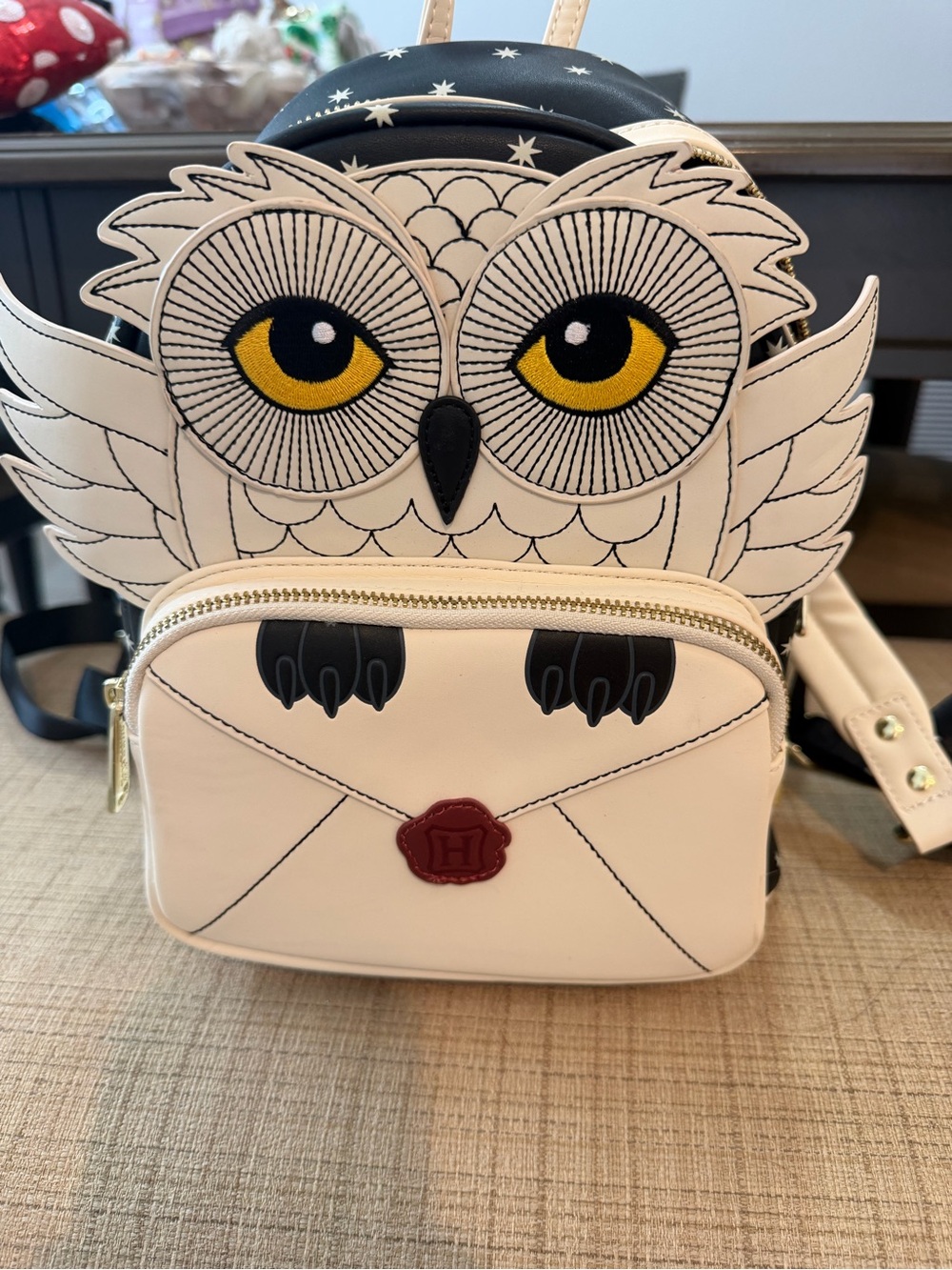 White Owl Envelope Accent Mini Backpack